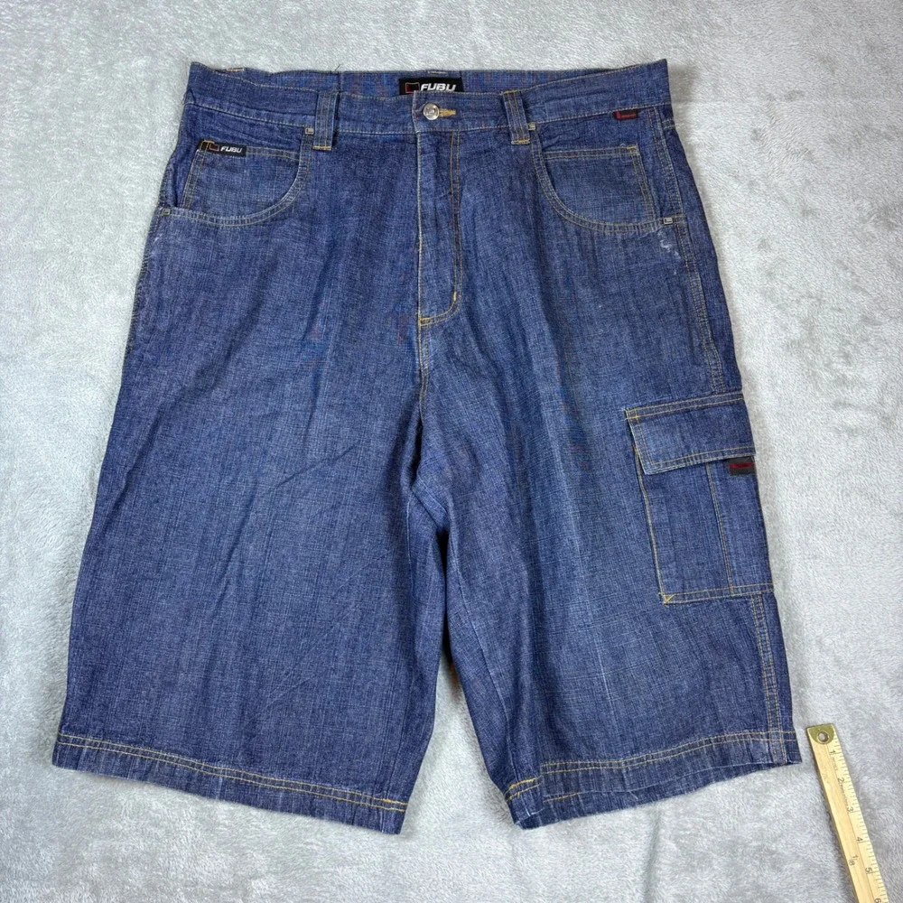 FUBU Shorts Mens 38 The‎ Collection Carpenter Baggy Relaxed Denim Blue Y2K